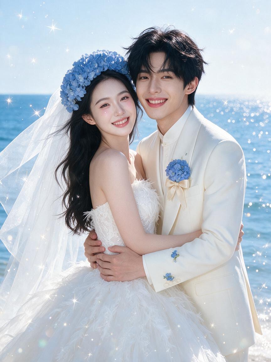 海边婚纱大片 AI图片模板效果预览