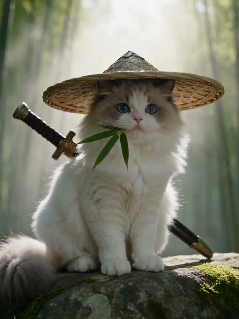 武林高手萌猫 AI视频模板效果预览