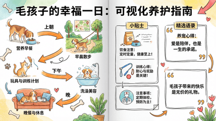 宠物养护图鉴 AI图片模板效果预览