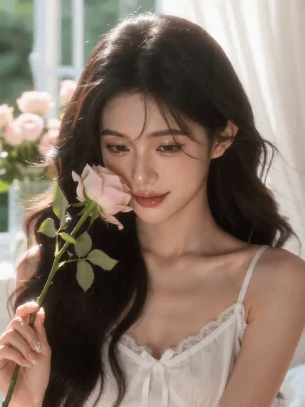 胶片感玫瑰少女 AI视频模板效果预览