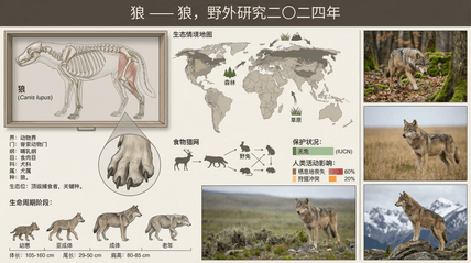 狼类野外记录硬核来袭 AI图片模板效果预览