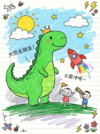 这种涂鸦感 AI图片模板效果预览