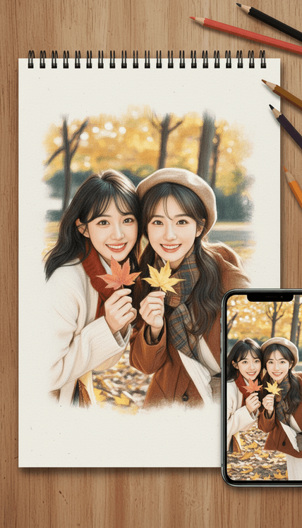 照片赚素描手绘 AI图片模板效果预览