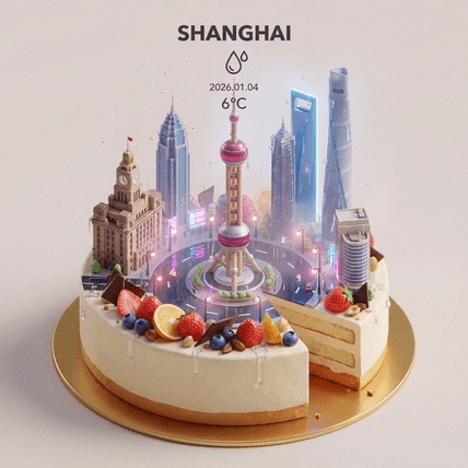 蛋糕上的3D魔都夜景 AI图片模板效果预览