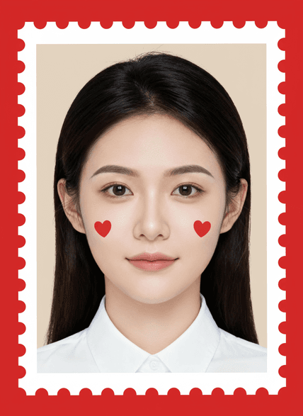 喜庆邮票爱心照 AI图片模板效果预览