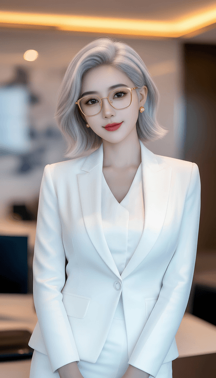 人物换奶奶灰短发 AI图片模板效果预览