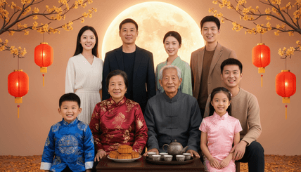 给照片换身中秋背景 AI图片模板效果预览