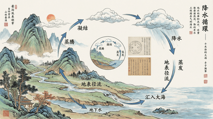 水循环图解 AI图片模板效果预览
